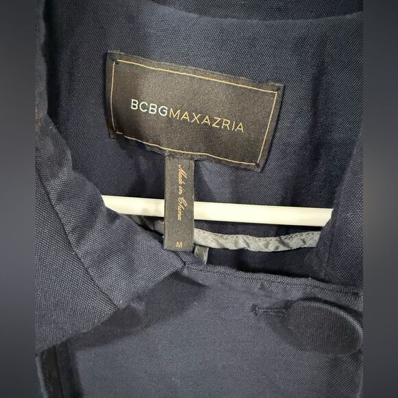 BCBGMaxazria Navy Blue Double Breasted Trench Coat Medium EUC - Picture 3 of 6